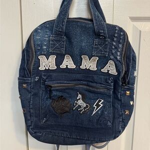 Denim Backpack with Patches